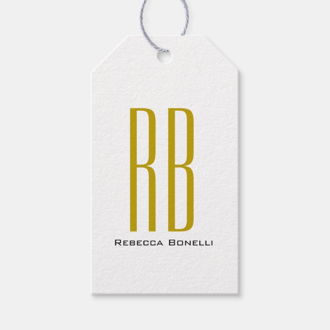 Exklusives einzigartiges Gold-Farben-Monogramm Mod Geschenkanhänger (Vorderseite)