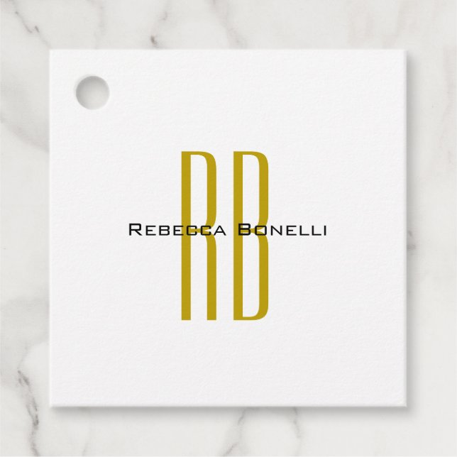 Exklusives einzigartiges Gold-Farben-Monogramm Mod Geschenkanhänger (Vorderseite)