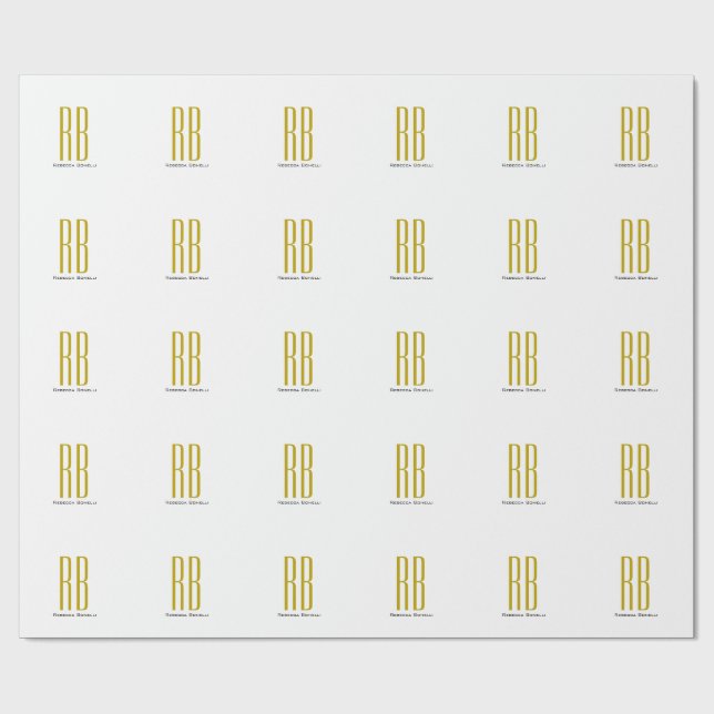 Exklusives einzigartiges Gold-Farben-Monogramm Mod Geschenkpapier (Flach)