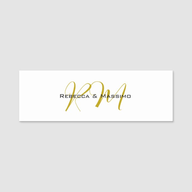 Exklusives einzigartiges Gold-Farben-Monogramm Mod Namensschild (Vorderseite)