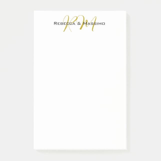 Exklusives einzigartiges Gold-Farben-Monogramm Mod Post-it Klebezettel (Vorderseite)