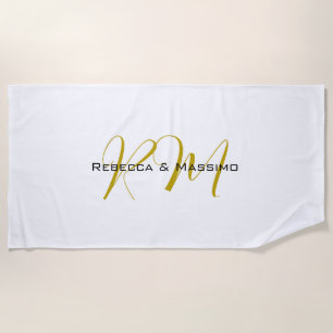 Exklusives einzigartiges Gold-Farben-Monogramm Mod Strandtuch