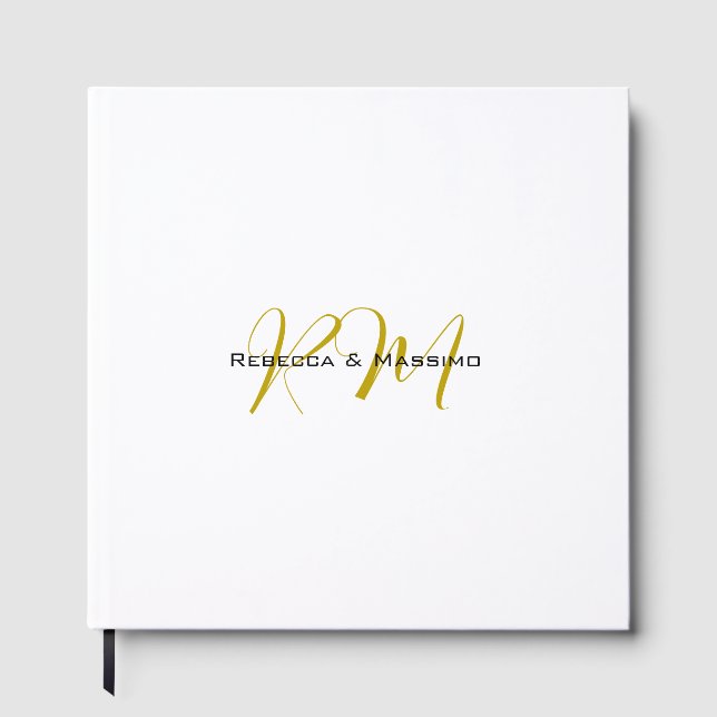 Exklusives einzigartiges goldenes Monogramm modern Gästebuch (Vorderseite)