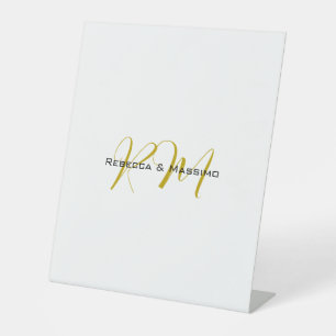 Exklusives einzigartiges goldenes Monogramm modern Sockelschild
