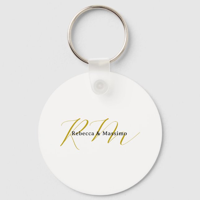 Exklusives einzigartiges Goldfarben-Monogramm mode Schlüsselanhänger (Vorderseite)