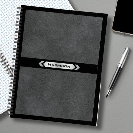Exklusives Schwarz-Graues Monogramm-Journal Notizb Notizbuch