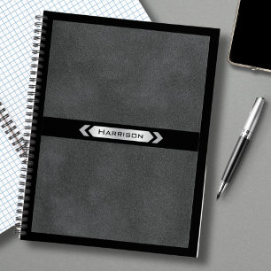 Exklusives Schwarz-Graues Monogramm-Journal Notizb Notizbuch