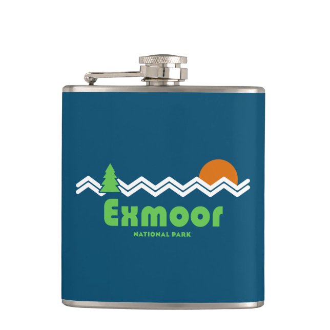 Exmoor National Park Retro Flachmann (Vorderseite)