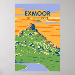 Exmoor Nationalpark Burg Rock Vintag England Poster