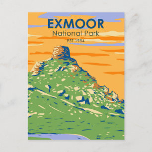 Exmoor Nationalpark Burg Rock Vintag England Postkarte