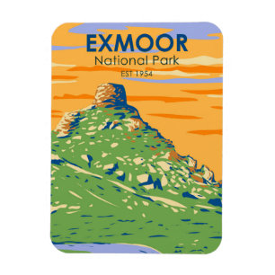 Exmoor Nationalpark Castle Rock England Vintage Magnet