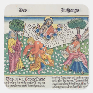 Exodus 16 13-22 Gott versorgt die Wachteln und Man Quadratischer Aufkleber