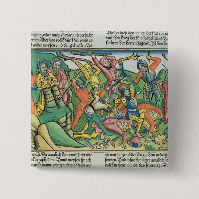 Exodus 17 8-15 Aaron und Hur stützen Moseses Hände Button (Vorderseite)