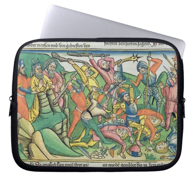 Exodus 17 8-15 Aaron und Hur stützen Moseses Hände Laptopschutzhülle (Vorderseite)