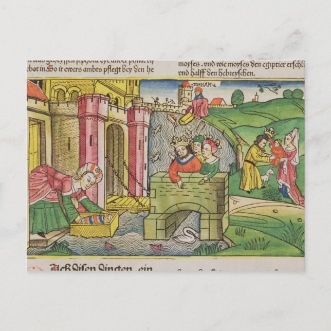 Exodus 2 1-6 Mose, die über den Nil geflogen werde Postkarte (Vorderseite)
