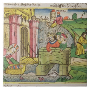 Exodus 2 1-6 Moses, der hinunter den Nil Fliese