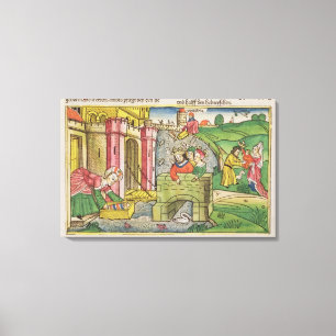 Exodus 2 1-6 Moses, der hinunter den Nil Leinwanddruck