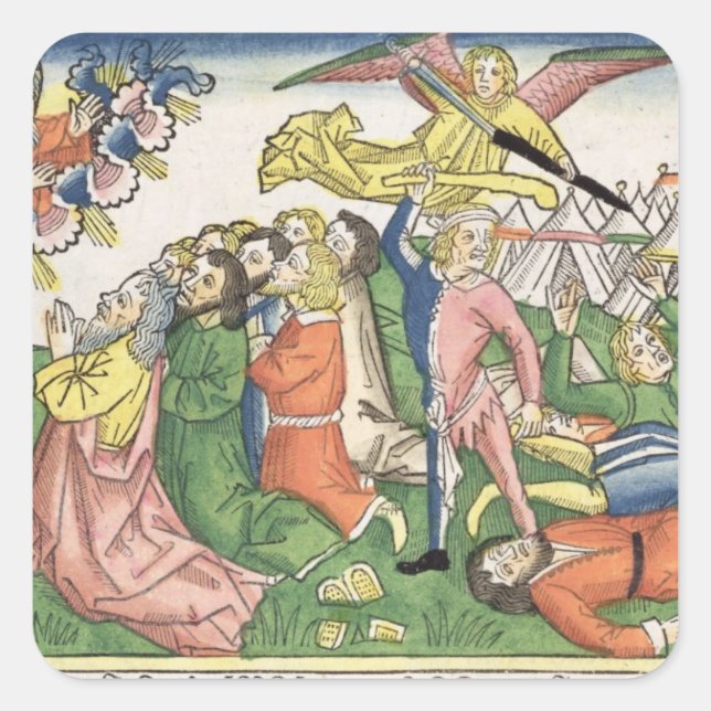 Exodus 32 15-23 Moses bricht die Steintabletten, Quadratischer Aufkleber (Vorderseite)