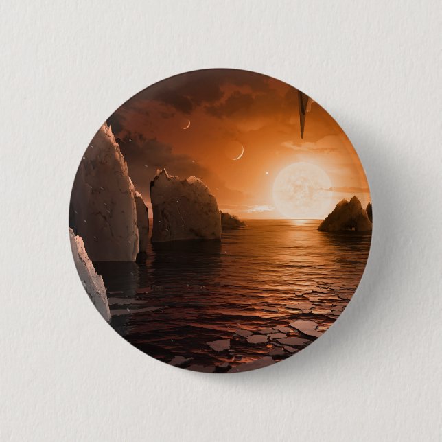 Exoplanet Trappist-1f von der Icy Night Seite. Button (Vorderseite)