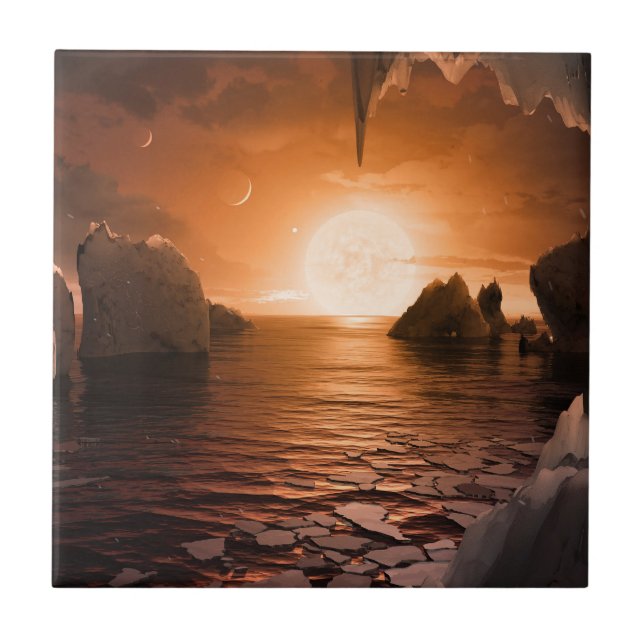 Exoplanet Trappist-1f von der Icy Night Seite. Fliese (Vorderseite)