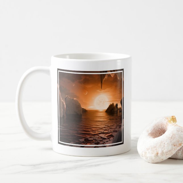 Exoplanet Trappist-1f von der Icy Night Seite. Kaffeetasse (Mit Donut)