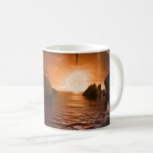 Exoplanet Trappist-1f von der Icy Night Seite. Kaffeetasse