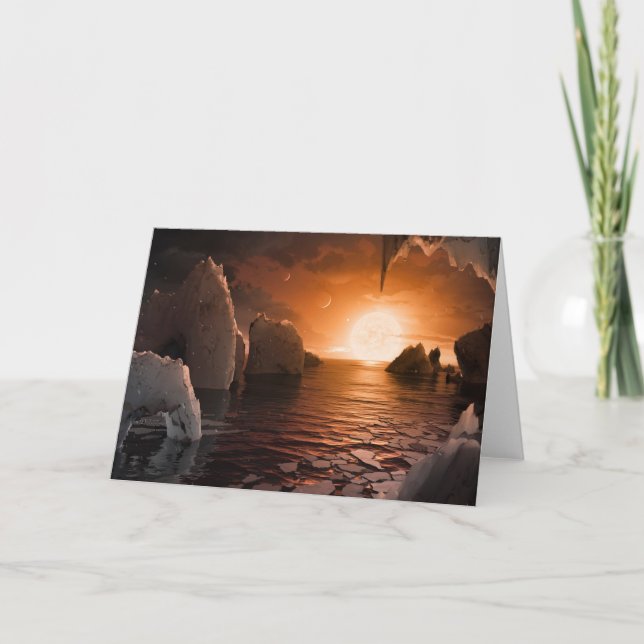 Exoplanet Trappist-1f von der Icy Night Seite. Karte (Vorderseite)