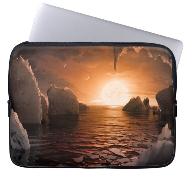 Exoplanet Trappist-1f von der Icy Night Seite. Laptopschutzhülle (Vorderseite)