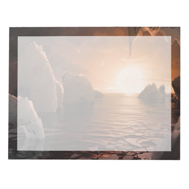 Exoplanet Trappist-1f von der Icy Night Seite. Notizblock (Vorderseite)