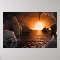 Exoplanet Trappist-1f von der Icy Night Seite.