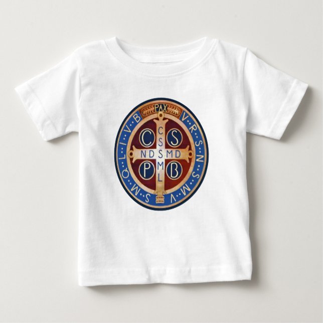 Exorzismus-Medaillen-T - Shirt Baby-St. Benedict (Vorderseite)