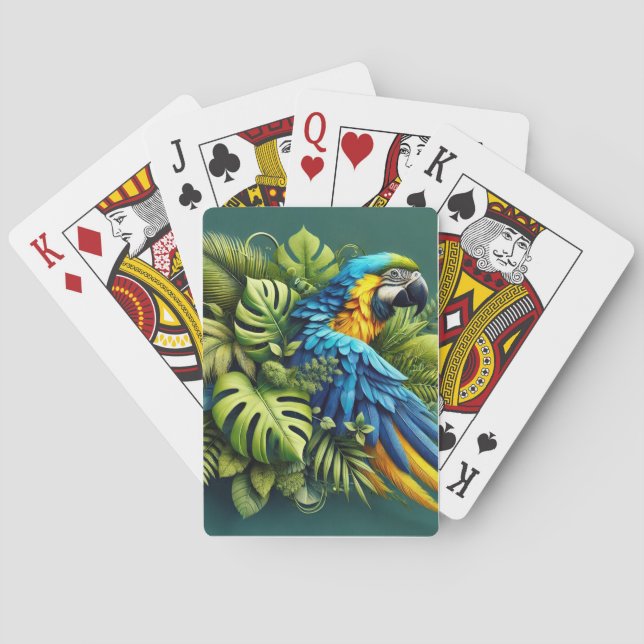 Exotic Amazon Deck - Blau-und-Gelbe Maca und Tro Spielkarten (Rückseite)