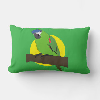 Exotic Amazon Parrot on Green Lumbar Pillow Lendenkissen