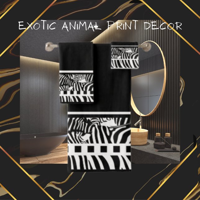 Exotic Animal Black and White Zebra Print Totuch Badhandtuch Set (Von Creator hochgeladen)