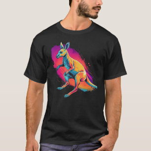 Exotic Animal Kangaroo Aquarellmalerei T-Shirt