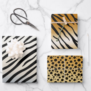 Exotic Animal Print Collection Zebra Tiger Cheetah Geschenkpapier Set