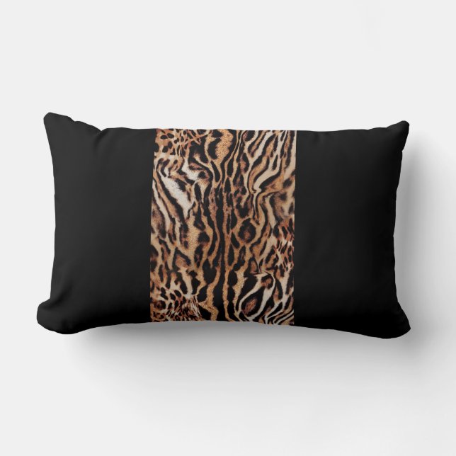 Exotic Animal Print Muster mit Schwarz Lendenkissen (Vorderseite)