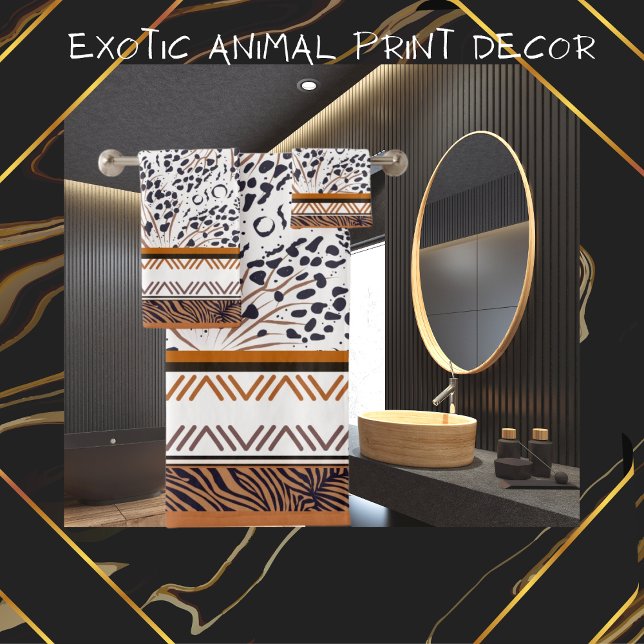 Exotic Animal Prints Brown, Rust, Black Graphics Badhandtuch Set (Von Creator hochgeladen)