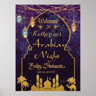 Exotic Arabian Nights Lanterns Baby Dusche Willkom Poster