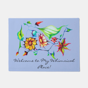 Exotic Art Deco Blume - Blau grau Fußmatte