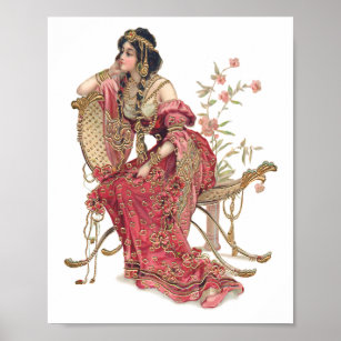 Exotic Art Nouveau Woman in Ornate Costume Poster