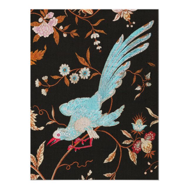 Exotic Asian Birds And Flowers Embroidery Poster (Vorderseite)