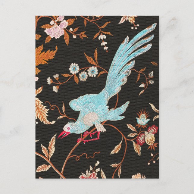 Exotic Asian Birds And Flowers Embroidery Postkarte (Vorderseite)