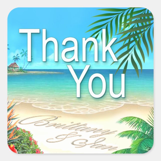 Exotic Beach (frag mir, deine Namen in Sand zu set Quadratischer Aufkleber (Vorderseite)