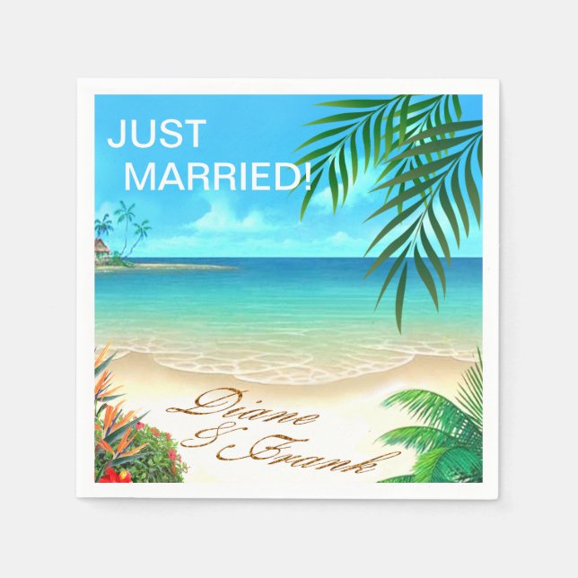 Exotic Beach FRAGTE mir, IHRE NAMEN IN SAND ZEICHN Serviette (Vorderseite)