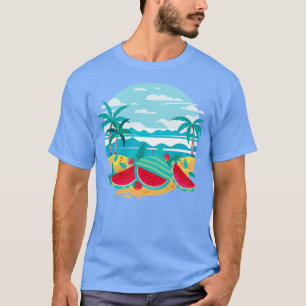 Exotic Beach Ocean Palm Trees Melon Fruit Watermel T-Shirt