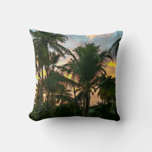 Exotic Beach Palm Tree Throw Kissen