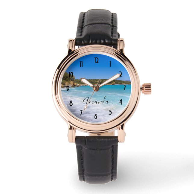 Exotic Beach Tropical Island Paradise Armbanduhr (Vorderseite)