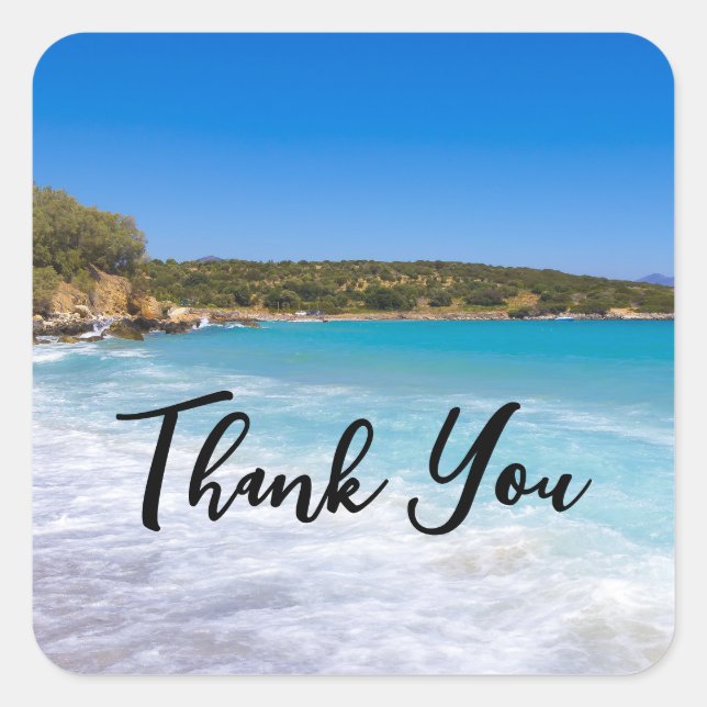 Exotic Beach Tropical Island Paradise Vielen Dank Quadratischer Aufkleber (Vorderseite)