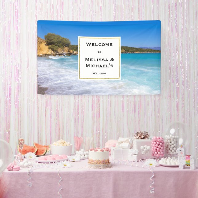 Exotic Beach Tropical Island Paradise Wedding Banner (Party)